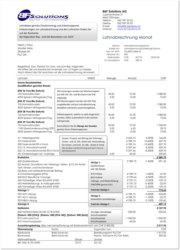 Lohnabrechnungen mit altem Design